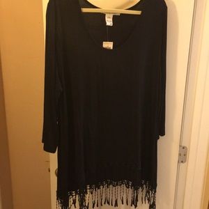 NWT Black Blouse with Fun Fringe